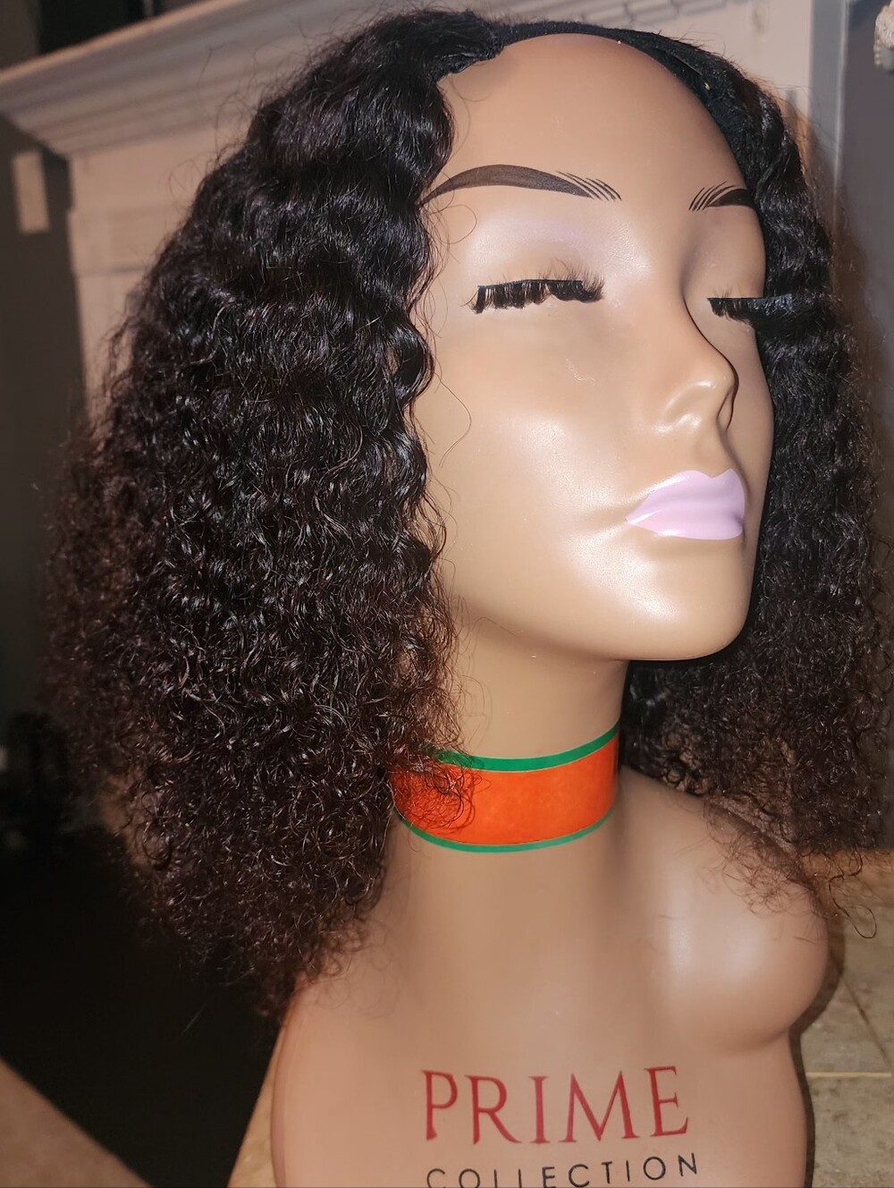Pure Collection Black Curly Human Hair Wig - Deep Black Vpart Wig